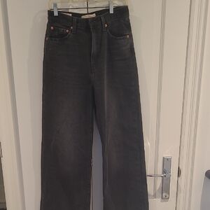 Black Denim Levis Ribcage wideleg jeans